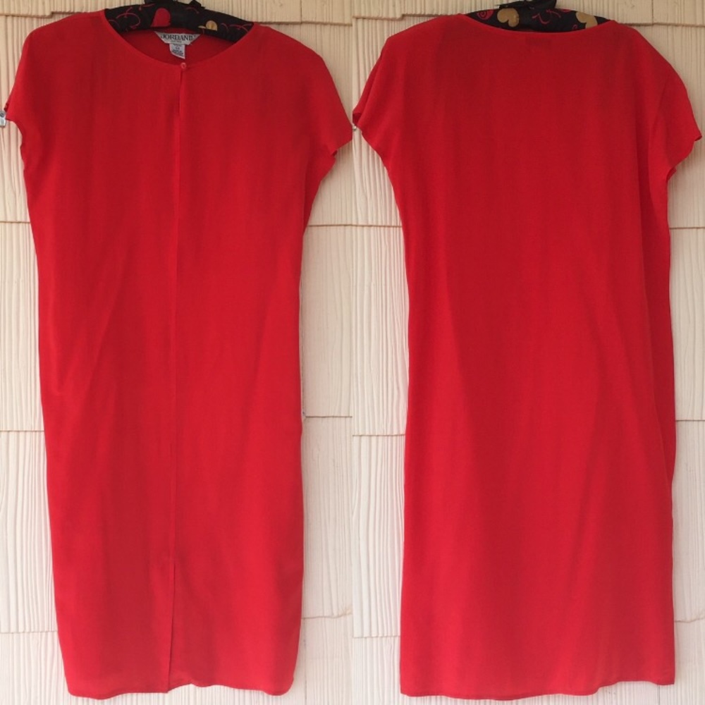 🛍 80’s Vintage Red Silk Dress, Jordan, S, EVC
